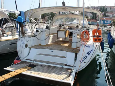 Deck of Bella Blue, a Bavaria Cruiser 45 sailboat at Općina Vrsar, Croatia