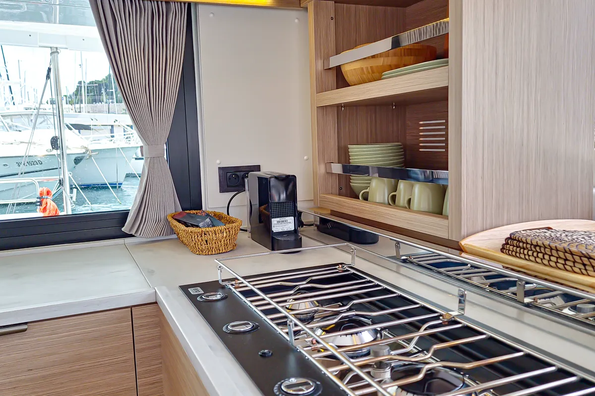 Galley of FELICITÀ, a Lagoon 46 catamaran at Split, Croatia