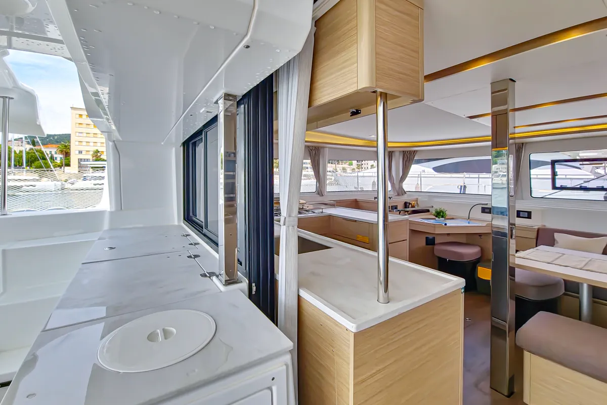 Galley of FELICITÀ, a Lagoon 46 catamaran at Split, Croatia