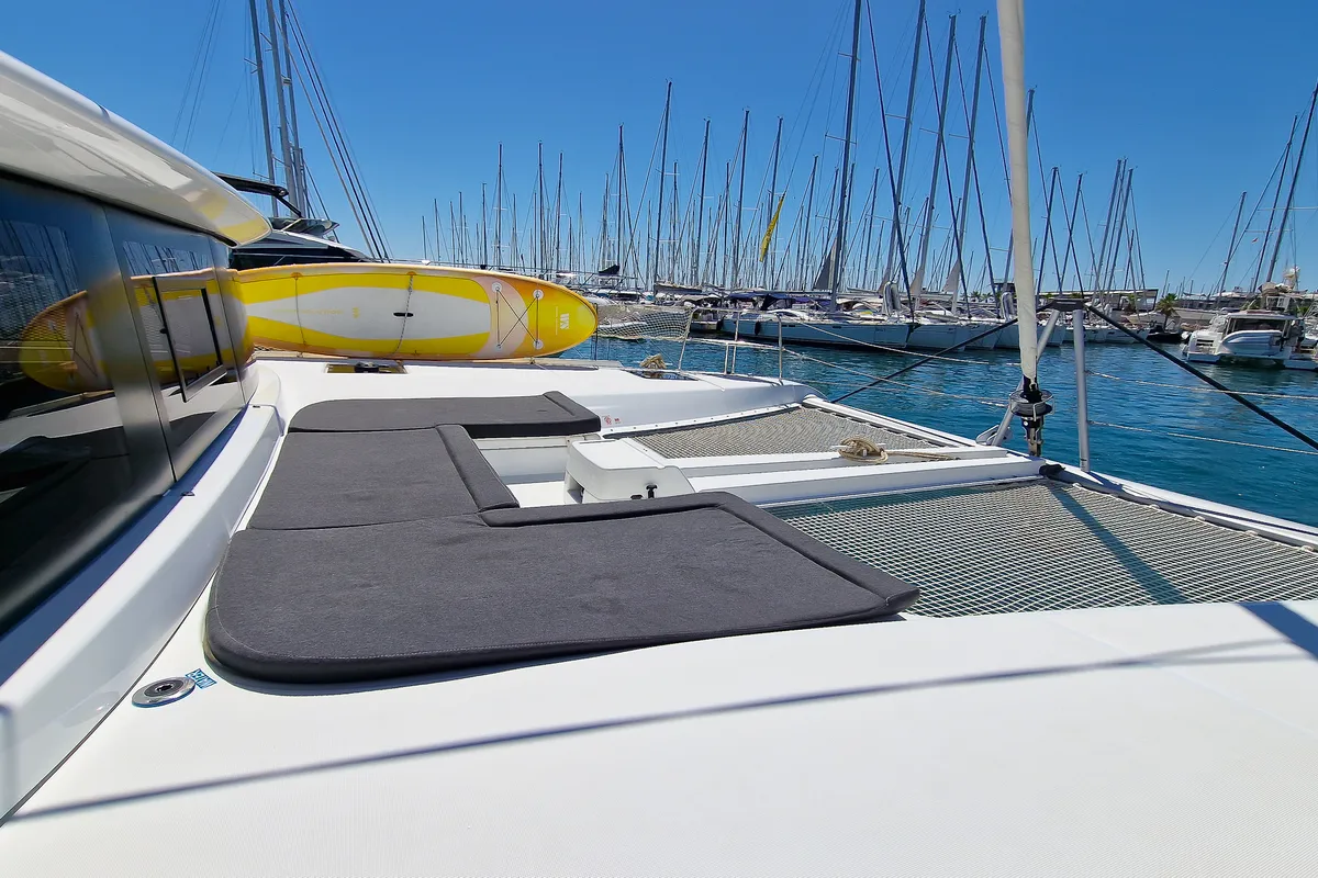 Deck of FELICITÀ, a Lagoon 46 catamaran at Split, Croatia