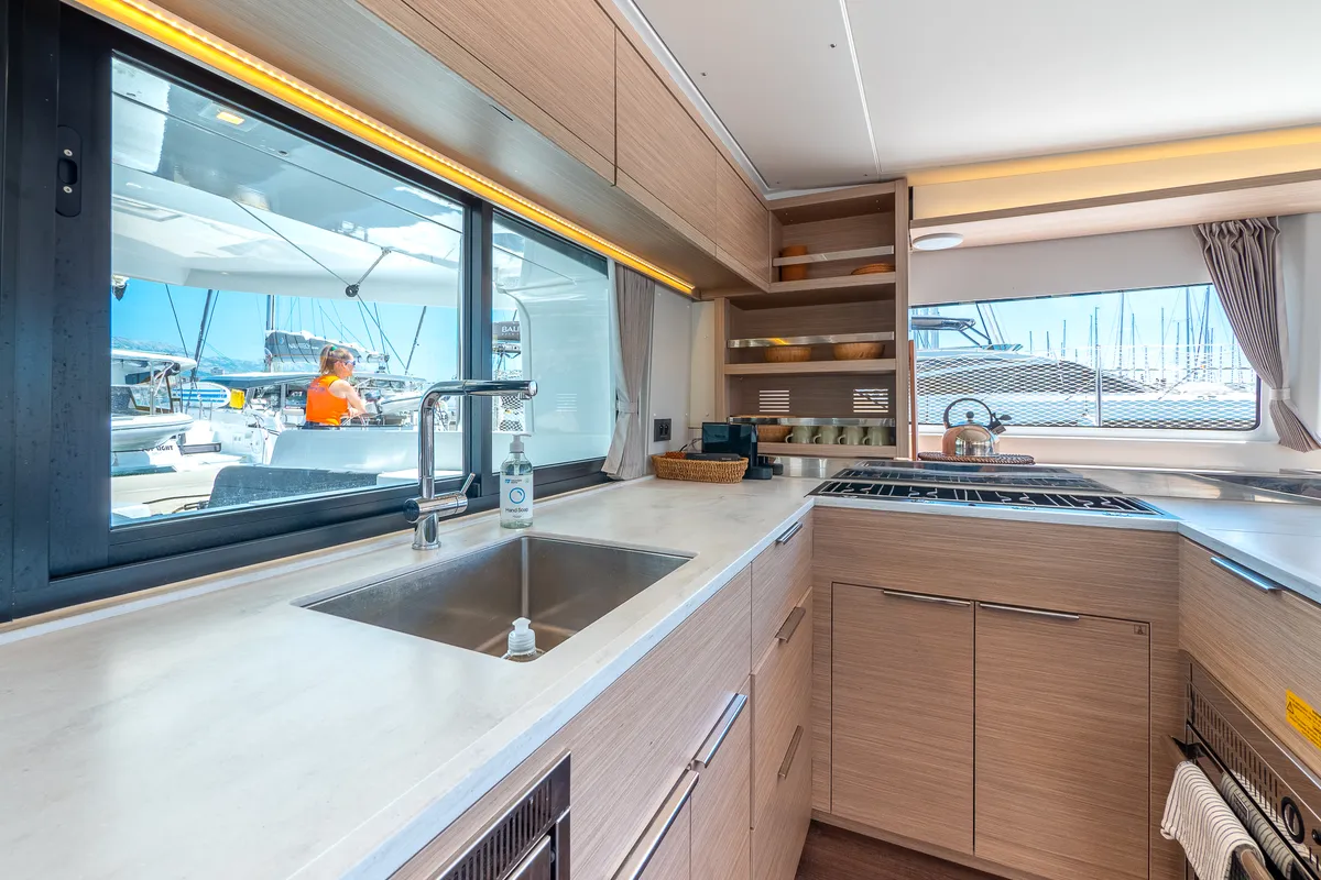 Galley of FELICITÀ, a Lagoon 46 catamaran at Split, Croatia