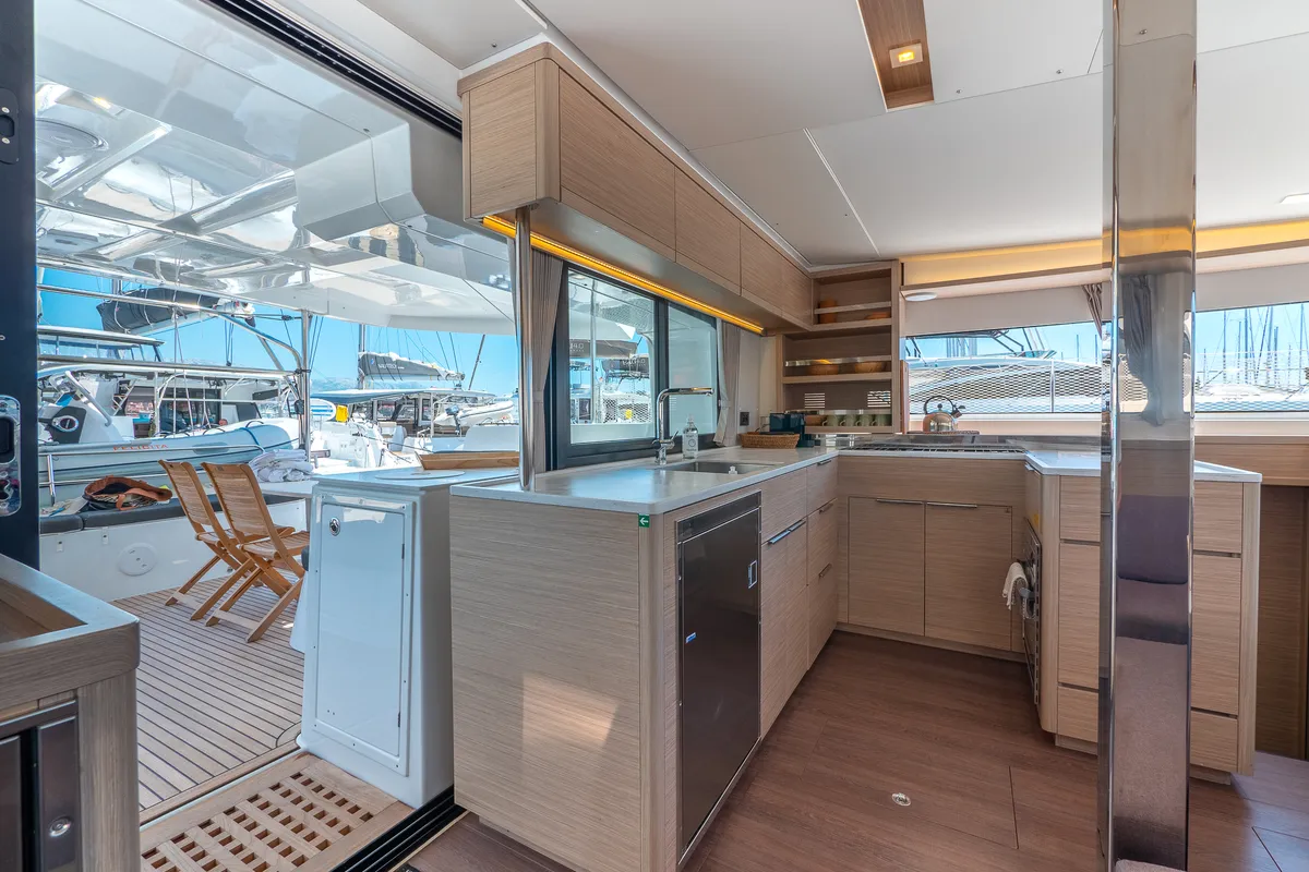 Galley of FELICITÀ, a Lagoon 46 catamaran at Split, Croatia