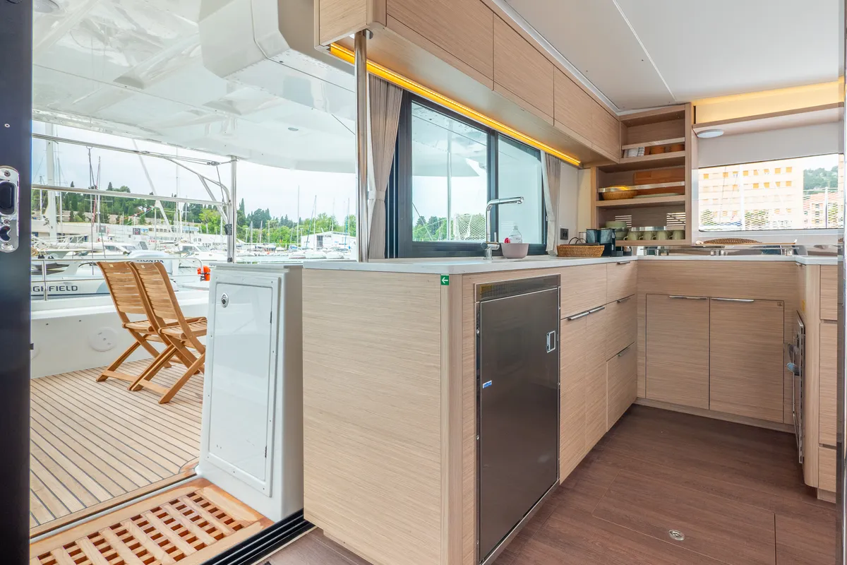 Galley of FELICITÀ, a Lagoon 46 catamaran at Split, Croatia