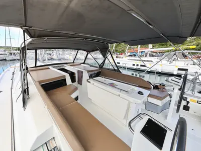Deck of Seaduction, a Beneteau Oceanis 51.1 sailboat at Grad Trogir, Croatia