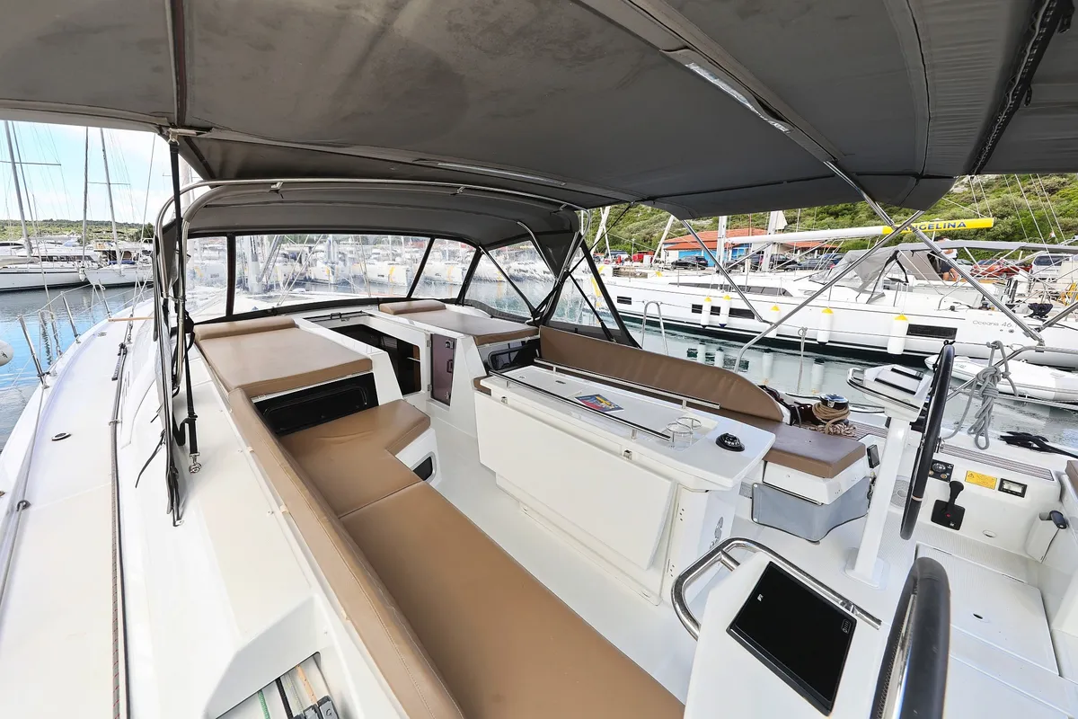 Deck of Seaduction, a Beneteau Oceanis 51.1 sailboat at Grad Trogir, Croatia