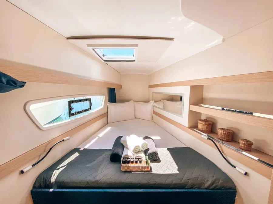 Cabin on Go Earth 1, a Fountaine Pajot Lucia 40 catamaran at Grad Pula, Croatia
