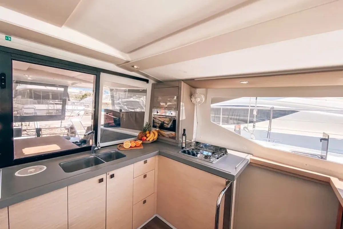 Galley of Go Earth 1, a Fountaine Pajot Lucia 40 catamaran at Grad Pula, Croatia