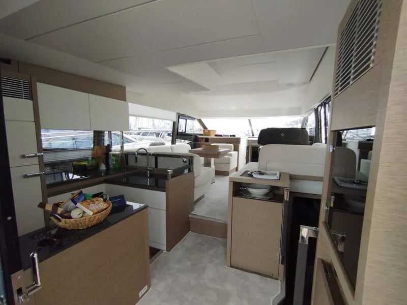 Galley of Baby Indy, a Jeanneau Prestige 520 Flybridge motor yacht at Split, Croatia
