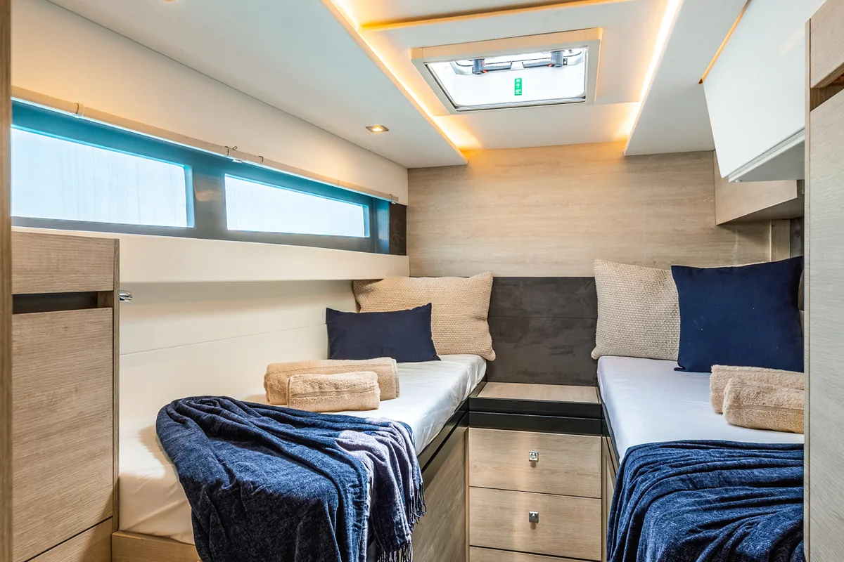 Cabin on WINDSEA, a Leopard 50 catamaran at Kontokali, Greece