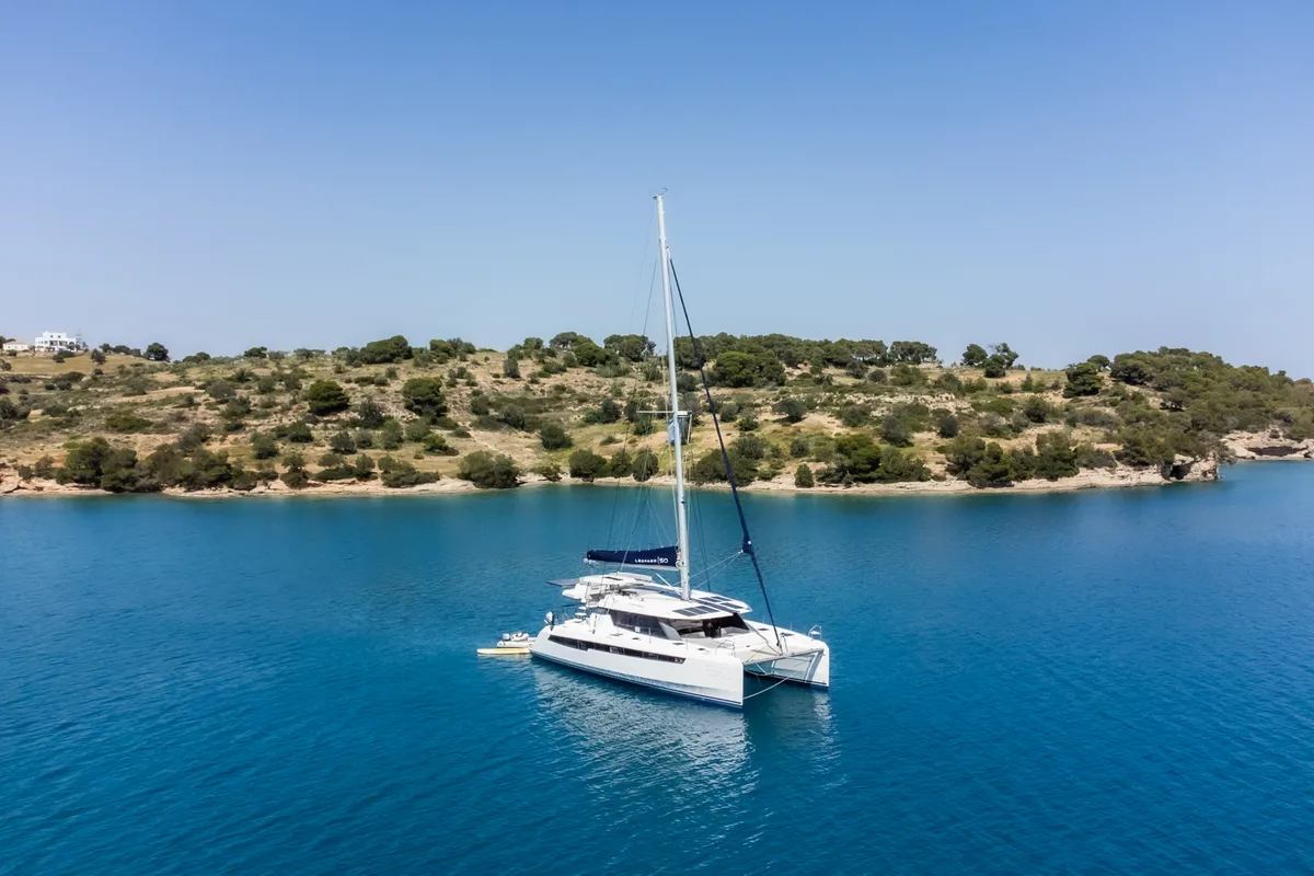 Exterior view of WINDSEA, a Leopard 50 catamaran at Kontokali, Greece