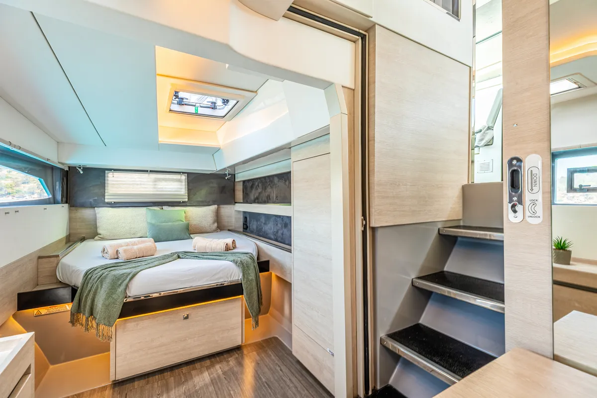 Cabin on WINDSEA, a Leopard 50 catamaran at Kontokali, Greece