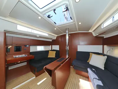 Salon of NIKE, a Hanse 418 sailboat at Novi Vinodolski, Croatia