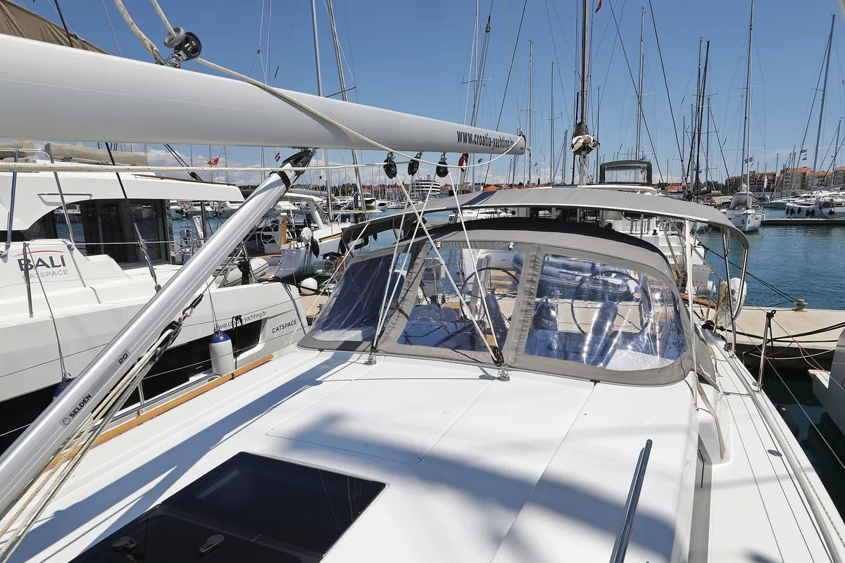 Deck of NIKE, a Hanse 418 sailboat at Novi Vinodolski, Croatia