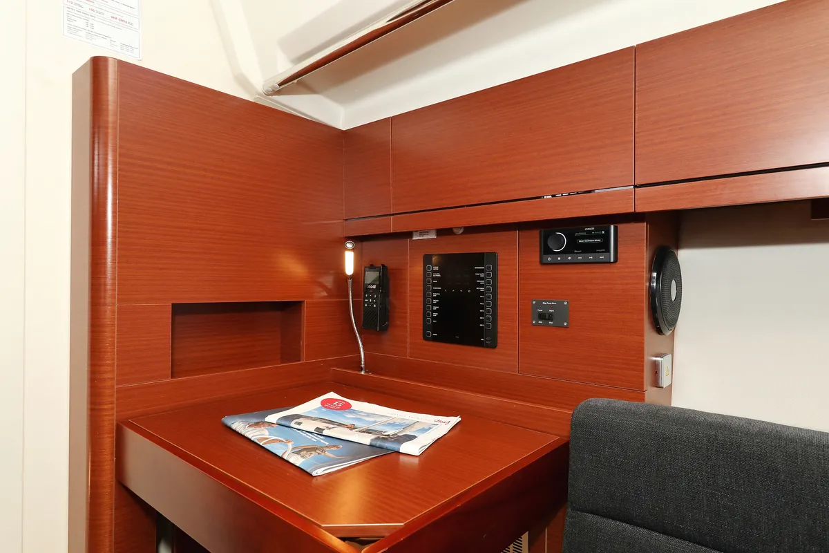 Salon of NIKE, a Hanse 418 sailboat at Novi Vinodolski, Croatia