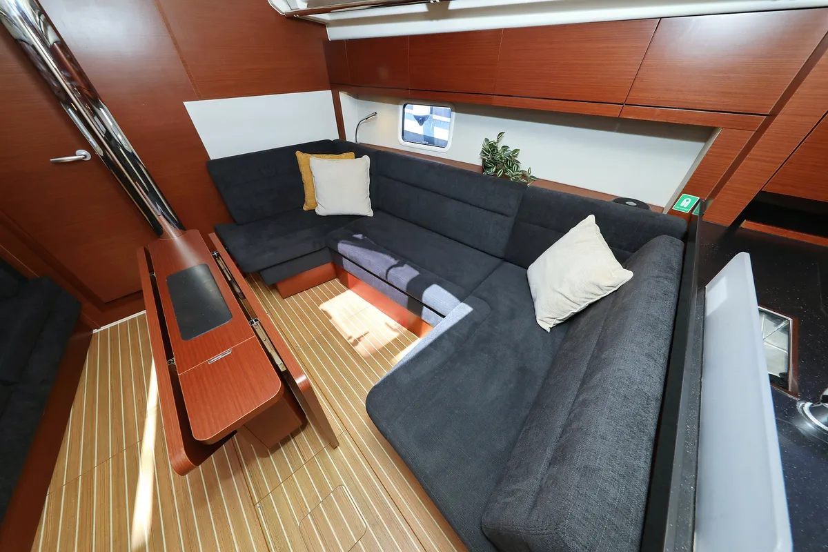 Salon of NIKE, a Hanse 418 sailboat at Novi Vinodolski, Croatia