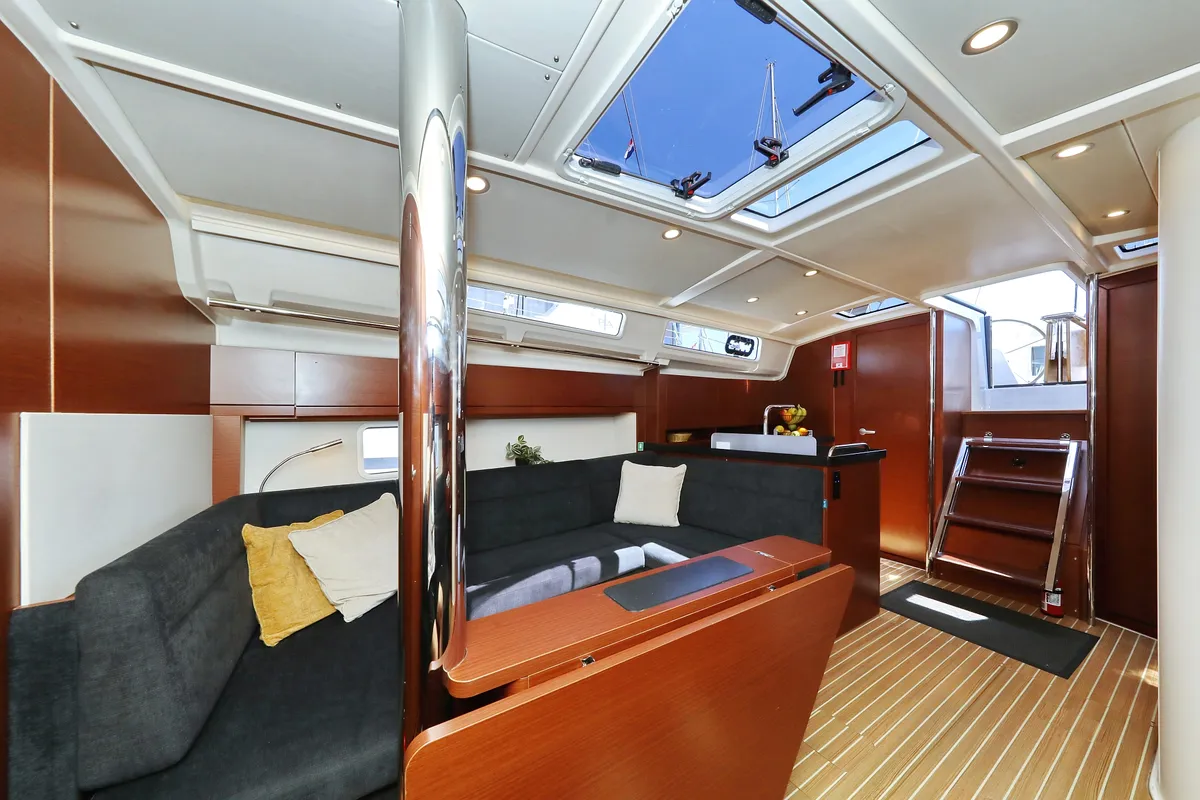 Salon of NIKE, a Hanse 418 sailboat at Novi Vinodolski, Croatia