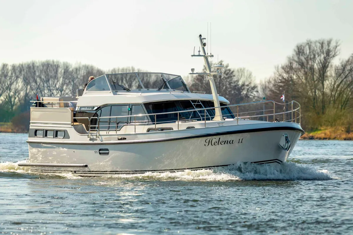 Exterior view of Helena II, a Linssen Grand Sturdy 40.0 AC motor yacht at Kinrooi, Belgium