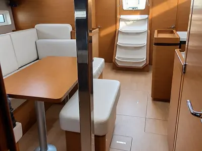 Salon of Silvana D, a Jeanneau Sun Odyssey 449 sailboat at Punta Ala, Italy