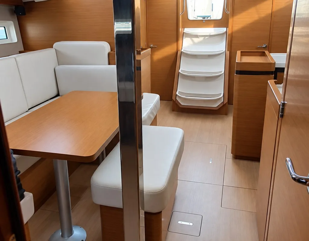 Salon of Silvana D, a Jeanneau Sun Odyssey 449 sailboat at Punta Ala, Italy