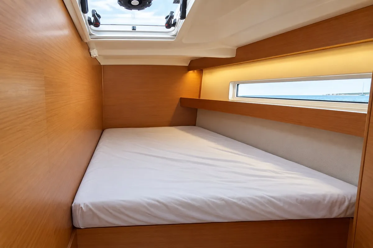 Cabin on Silvana D, a Jeanneau Sun Odyssey 449 sailboat at Punta Ala, Italy