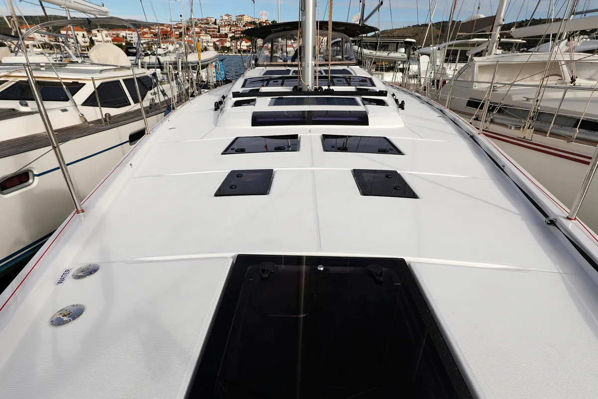 Deck of Moonlight, a Dufour 56 Exclusive sailboat at Trogir, Croatia
