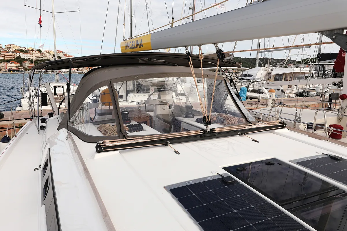 Deck of Moonlight, a Dufour 56 Exclusive sailboat at Trogir, Croatia