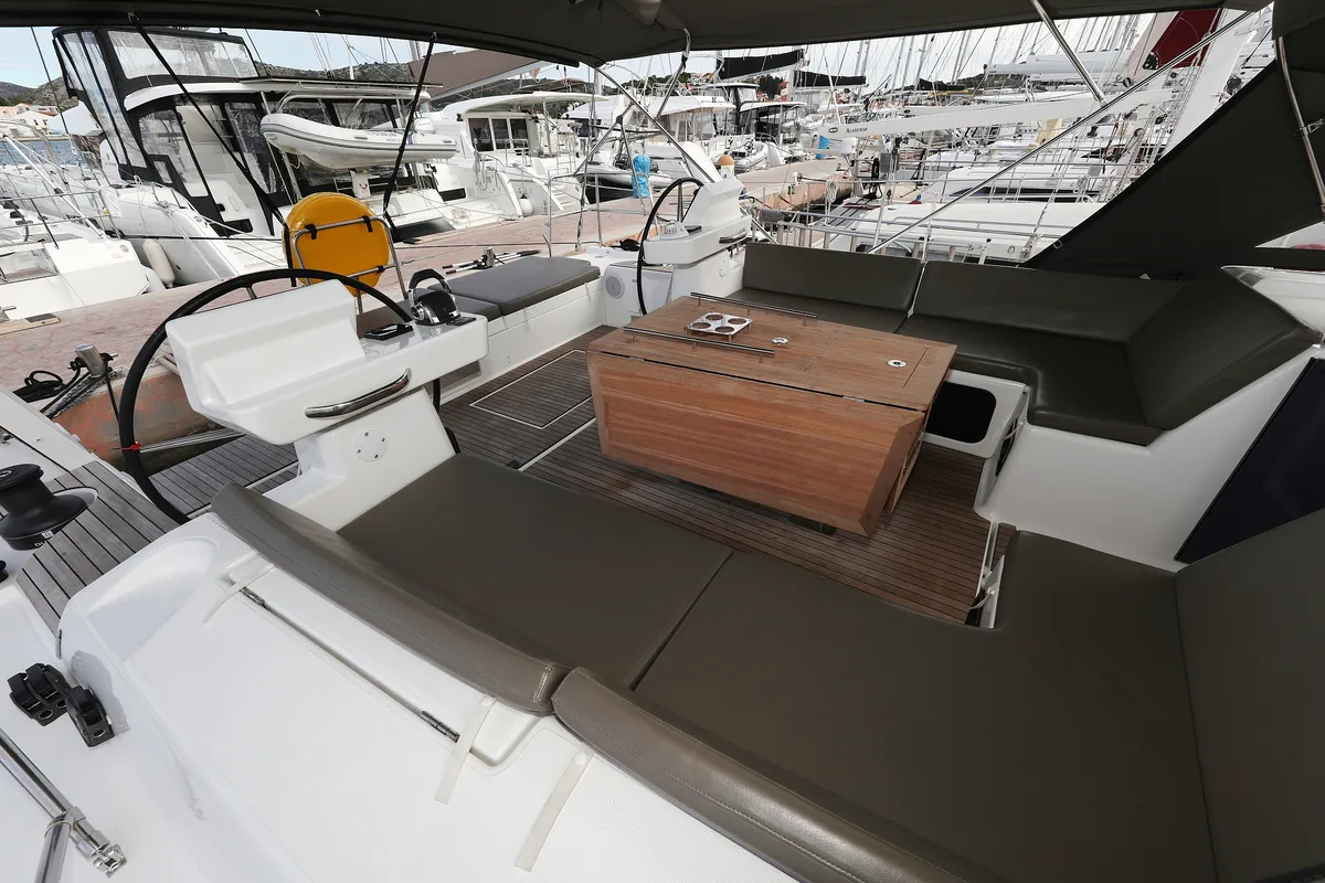 Cockpit of Moonlight, a Dufour 56 Exclusive sailboat at Trogir, Croatia