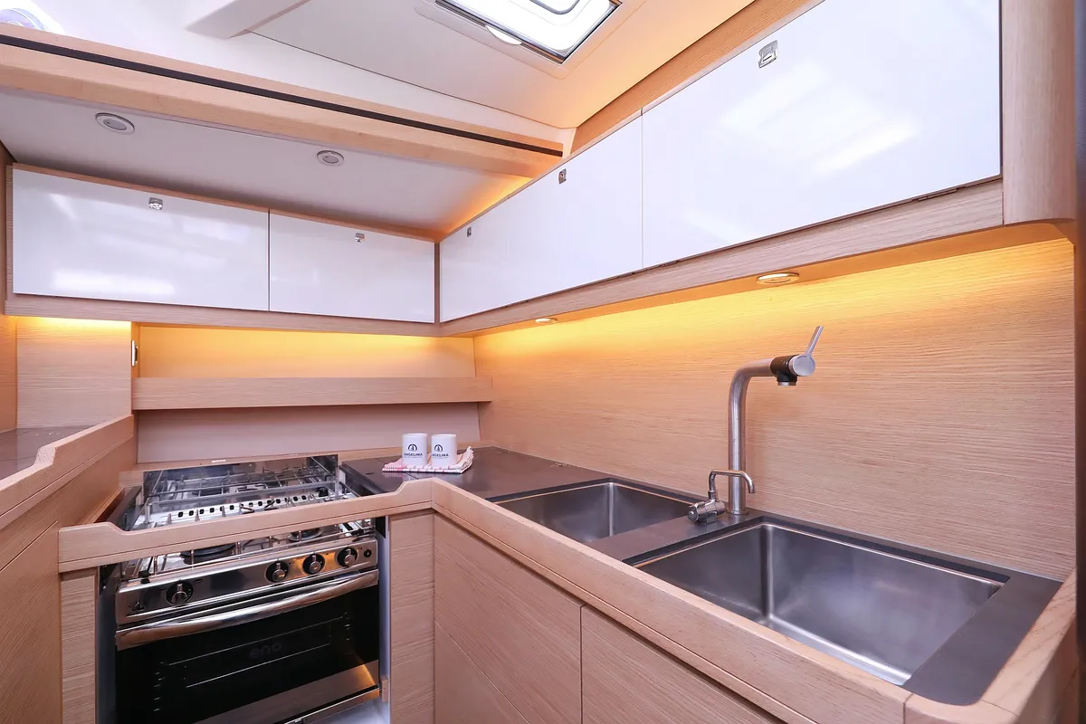 Galley of Moonlight, a Dufour 56 Exclusive sailboat at Trogir, Croatia