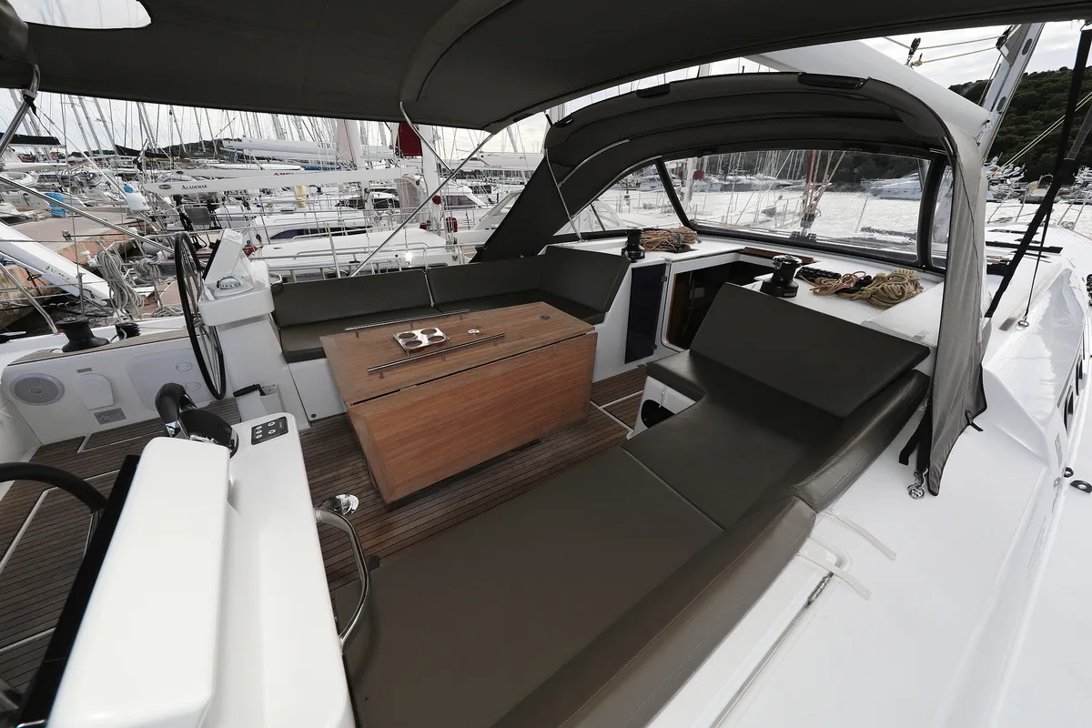 Cockpit of Moonlight, a Dufour 56 Exclusive sailboat at Trogir, Croatia