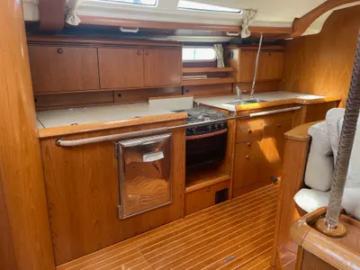 Galley of Vivanita, a Jeanneau Sun Odyssey 49 sailboat at Grimaud, France