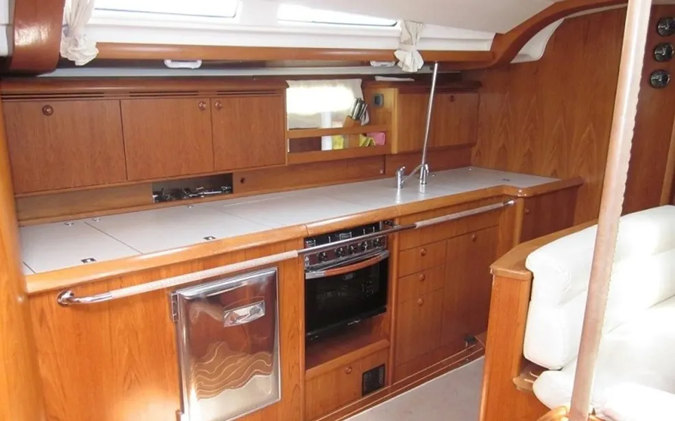 Galley of Vivanita, a Jeanneau Sun Odyssey 49 sailboat at Grimaud, France