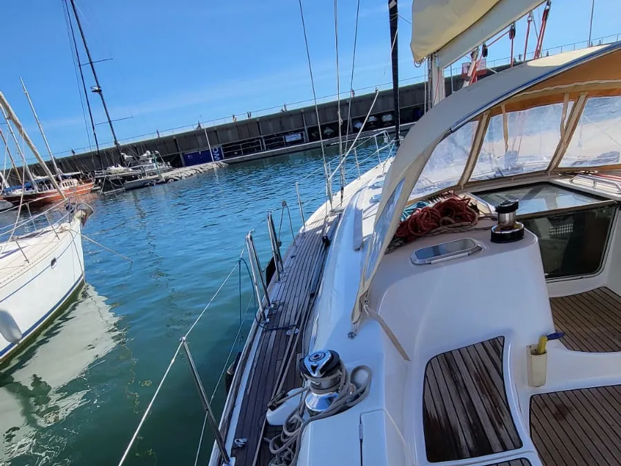 Deck of Vivanita, a Jeanneau Sun Odyssey 49 sailboat at Grimaud, France