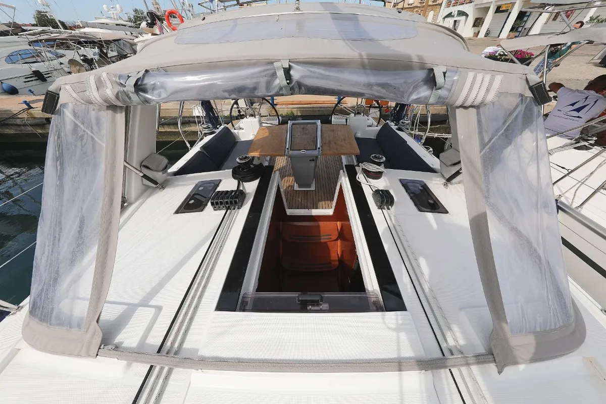 Cockpit of Seven, a Beneteau Oceanis 41.1 sailboat at Zadar, Croatia