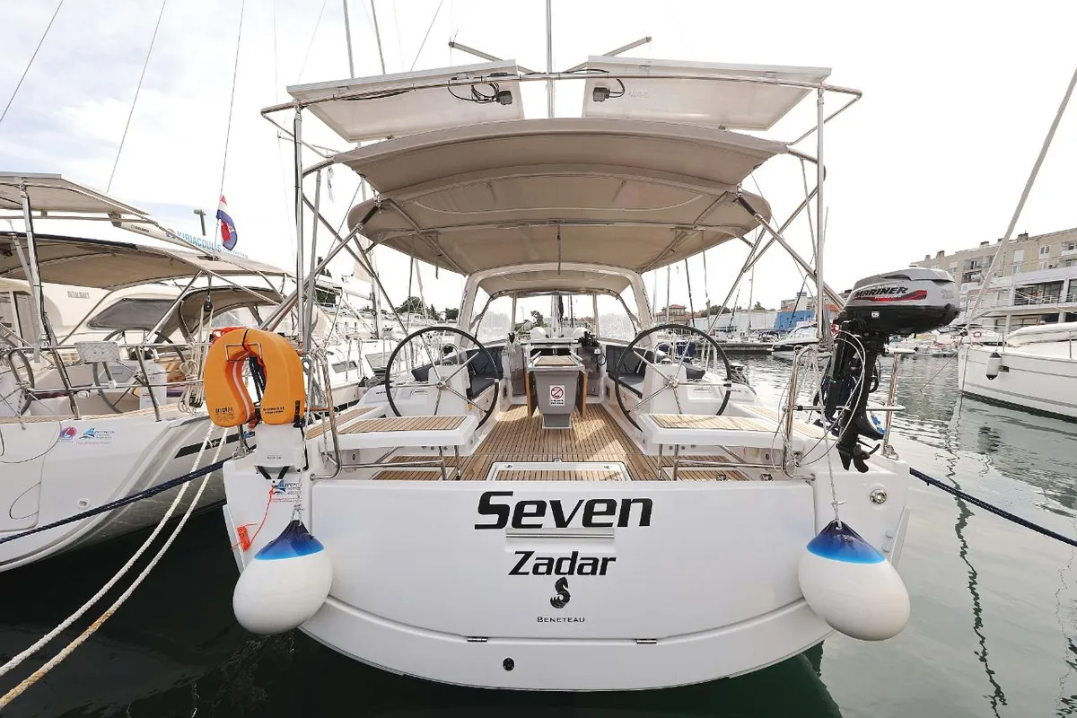Exterior view of Seven, a Beneteau Oceanis 41.1 sailboat at Zadar, Croatia