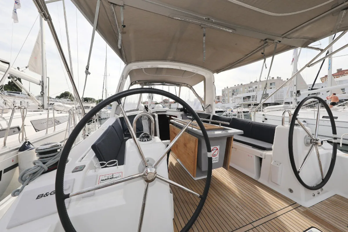 Cockpit of Seven, a Beneteau Oceanis 41.1 sailboat at Zadar, Croatia