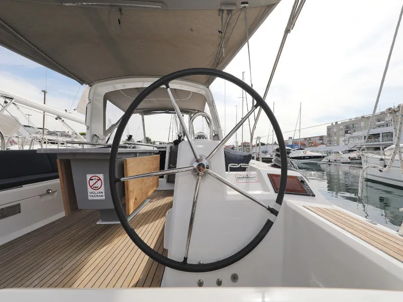 Cockpit of Seven, a Beneteau Oceanis 41.1 sailboat at Zadar, Croatia