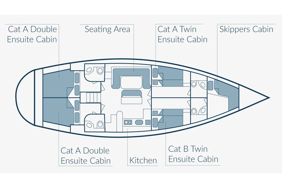 Floor plan of Christianna VII, a Ocean Star 51.1 sailboat at Mykonos, Greece