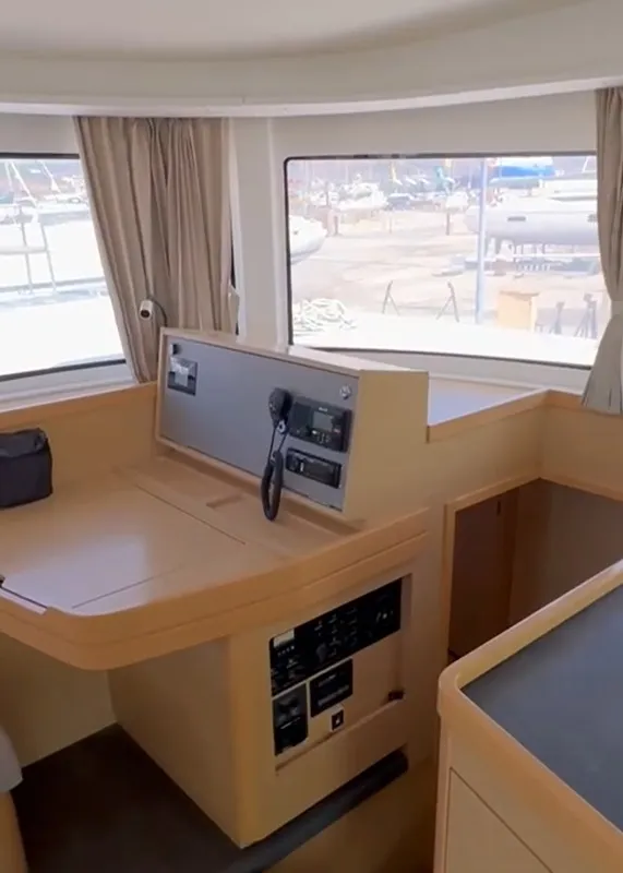 Cockpit of Albertina, a Lagoon 42 catamaran at Municipal Unit of Lefkada, Greece