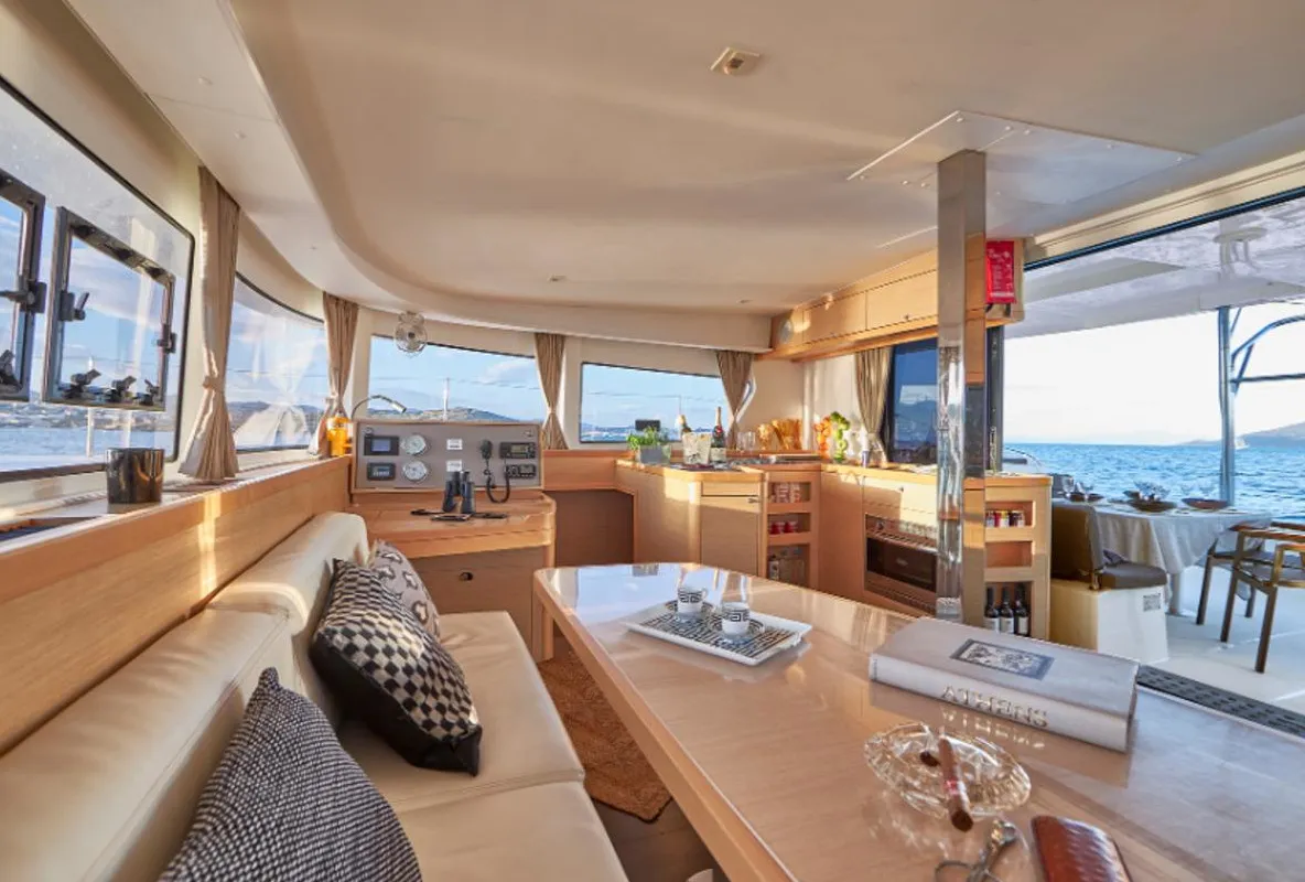 Salon of Albertina, a Lagoon 42 catamaran at Municipal Unit of Lefkada, Greece