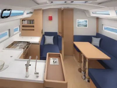 Galley of Meliti, a Jeanneau Sun Odyssey 410 sailboat at Municipal Unit of Lefkada, Greece