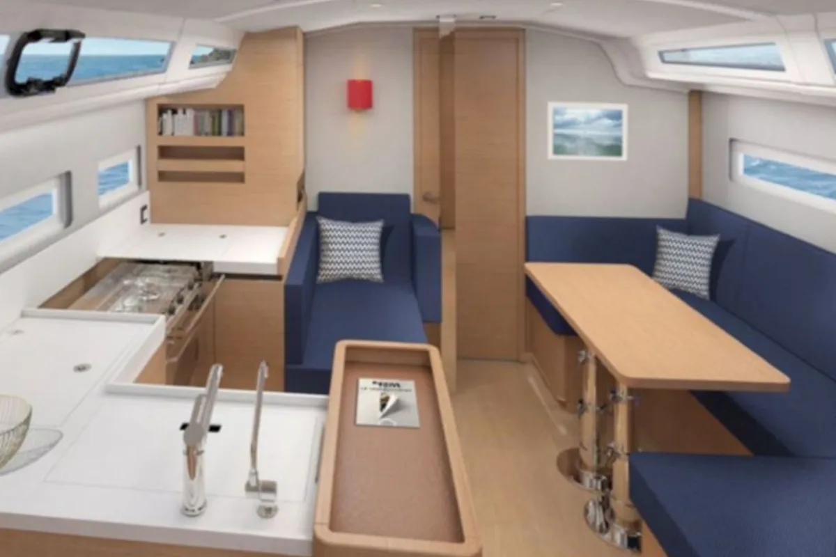 Galley of Meliti, a Jeanneau Sun Odyssey 410 sailboat at Municipal Unit of Lefkada, Greece