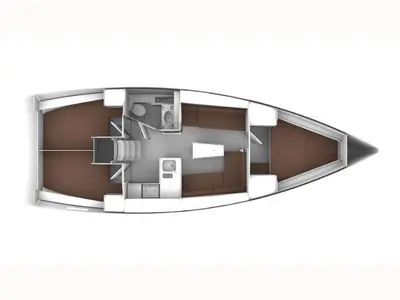 Floor plan of Francesca, a Bavaria Cruiser 37 sailboat at Punta Ala, Italy