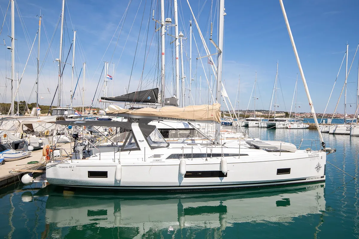 Exterior view of Vento di Mare, a Beneteau Oceanis 46.1 sailboat at Općina Medulin, Croatia