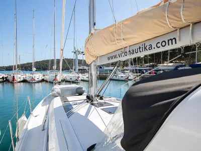 Deck of Vento di Mare, a Beneteau Oceanis 46.1 sailboat at Općina Medulin, Croatia