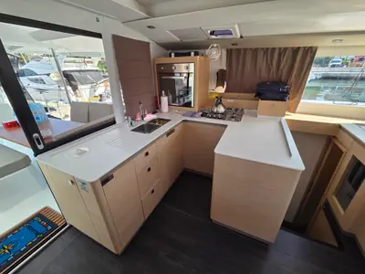 Galley of Adriatic Breeze, a Fountaine Pajot Astrea 42 catamaran at Grad Šibenik, Croatia