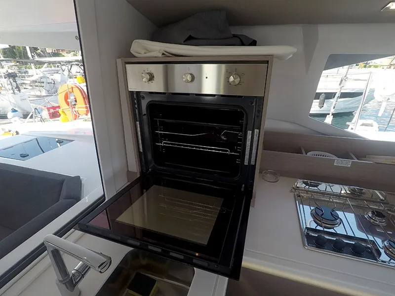 Galley of Adriatic Breeze, a Fountaine Pajot Astrea 42 catamaran at Grad Šibenik, Croatia