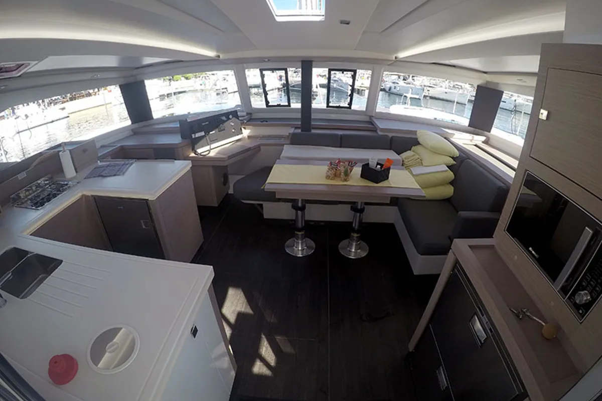 Salon of Adriatic Breeze, a Fountaine Pajot Astrea 42 catamaran at Grad Šibenik, Croatia