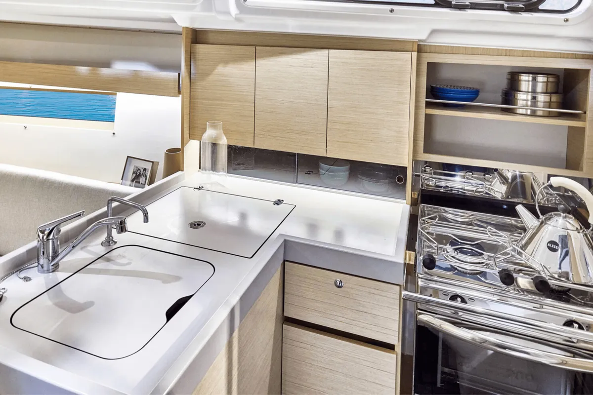 Galley of Oceanis 34.1 Premium, a Beneteau Oceanis 34.1 sailboat at Municipal Unit of Lefkada, Greece