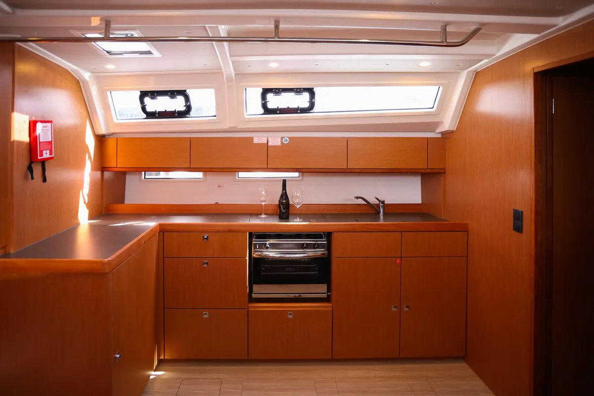 Galley of Skrivena, a Bavaria Cruiser 46 sailboat at Kaštela, Croatia