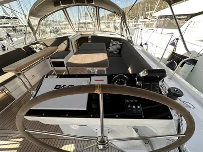 Cockpit of Felice, a Hanse 460 sailboat at Seget Donji, Croatia